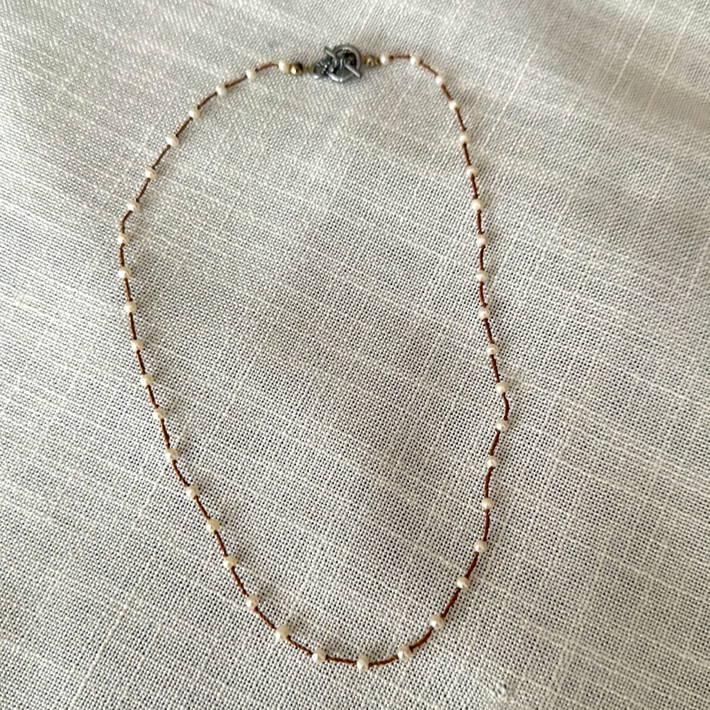 Tiny Delicate Hand Knotted White 2 Mm Pearls Fresh Water Vintage Sterling Silver